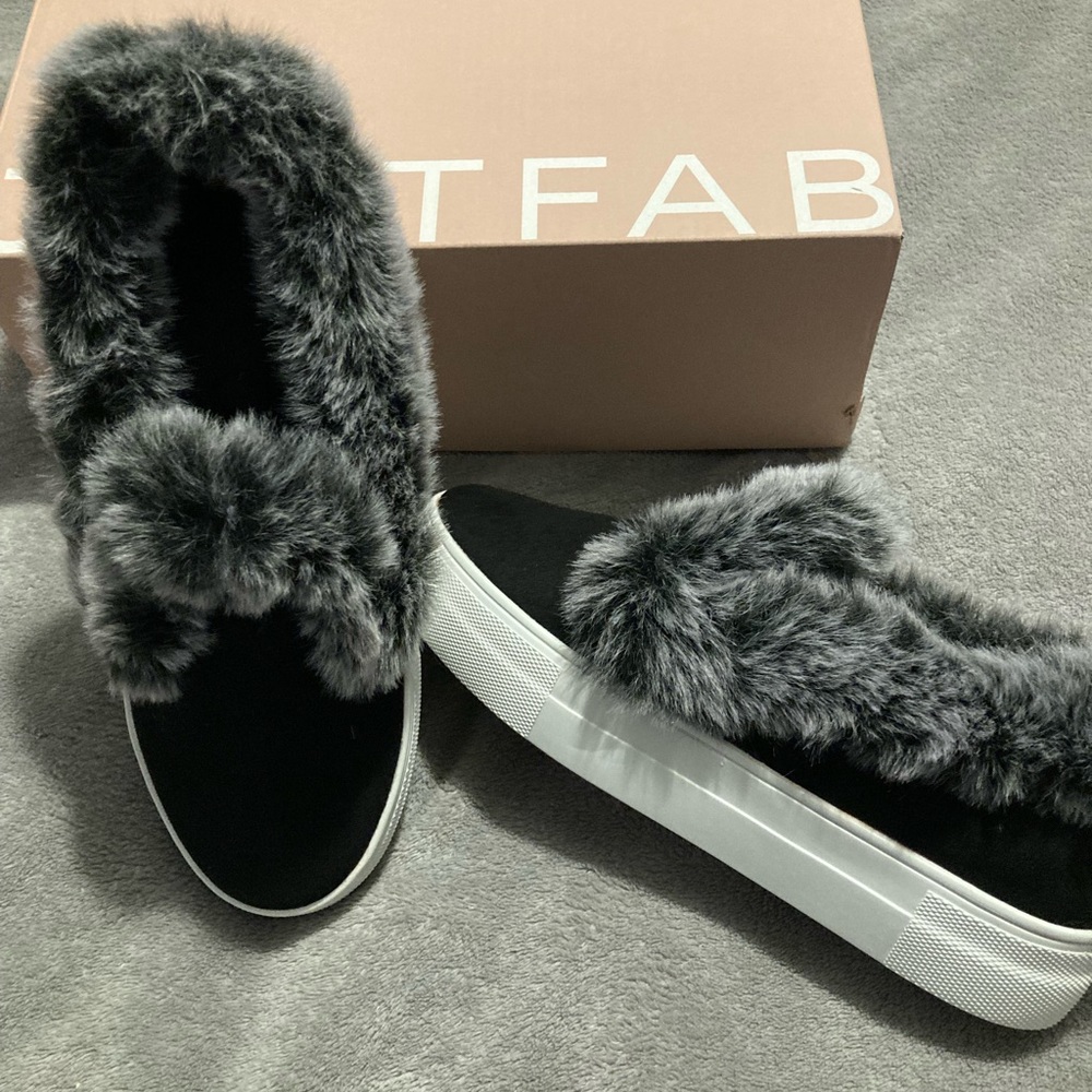 JUST FAB ELOISE FAUX FUR SNEAKERS